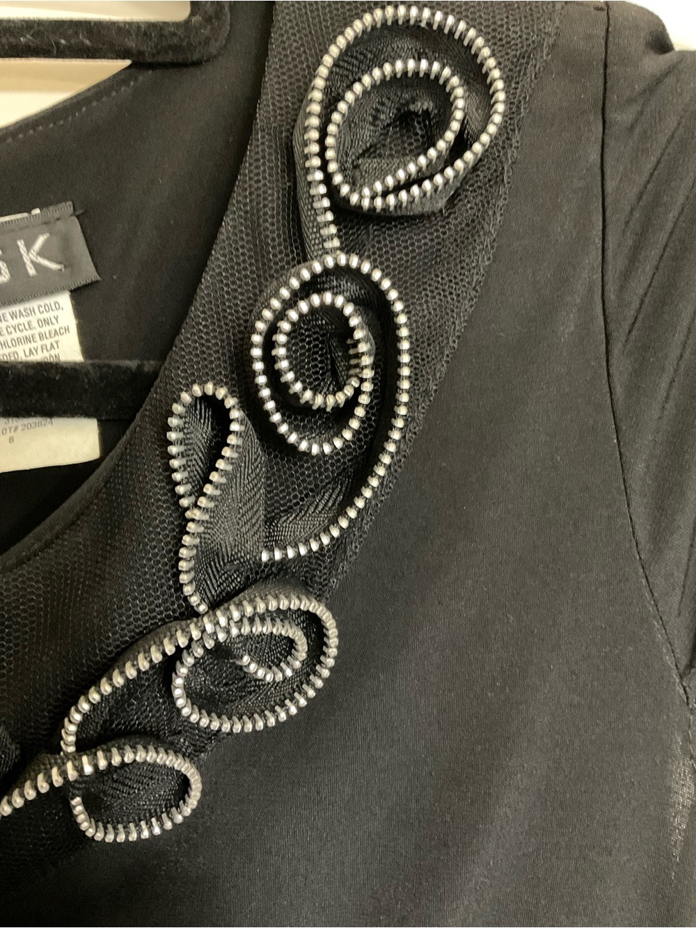 NWOT MSK Black Mini Dress with Silver Embellished Neckline Size 8 - Picture 6 of 11